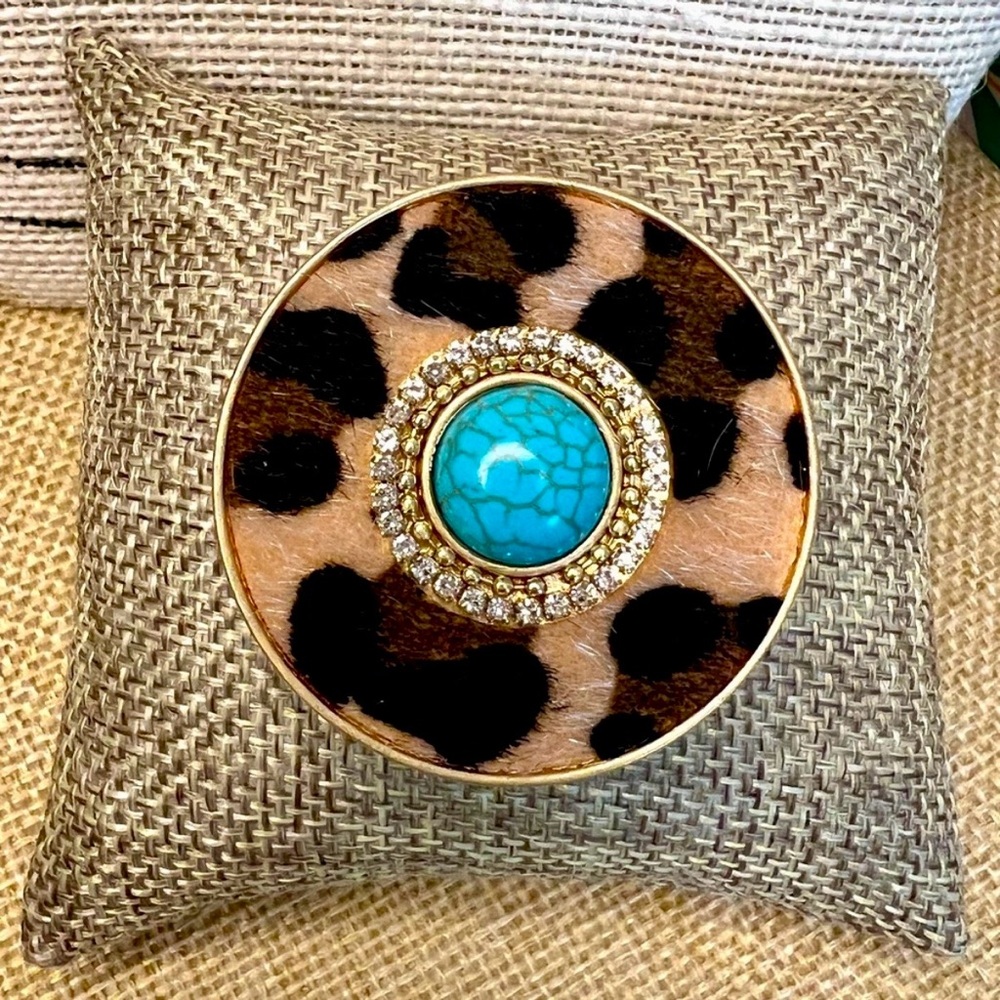 🆕 Leopard Turquoise Pop Socket Phone Grip - Picture 5 of 7